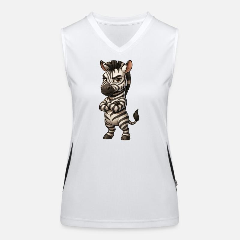 Cooles Zebra gelassen Comic verschränkte Arme  Funktionelles Kontrast-Tank Top für Frauen