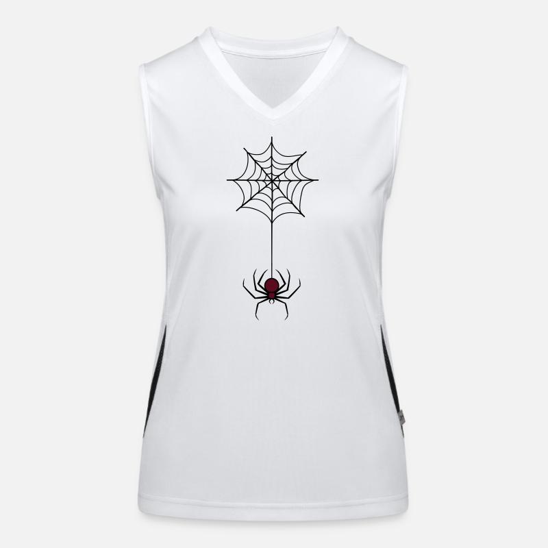 Spooky Halloween Spider in Web Women's Functional Contrast Tank Top