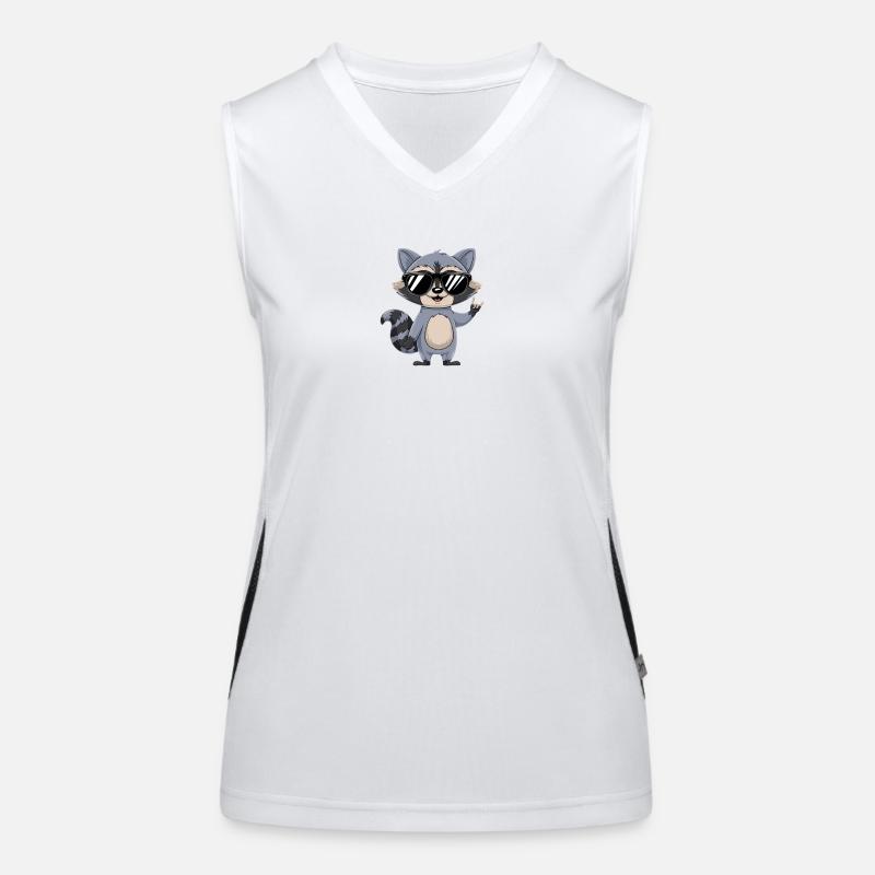 Waschbär mit Sonnenbrille Funktionelles Kontrast-Tank Top für Frauen