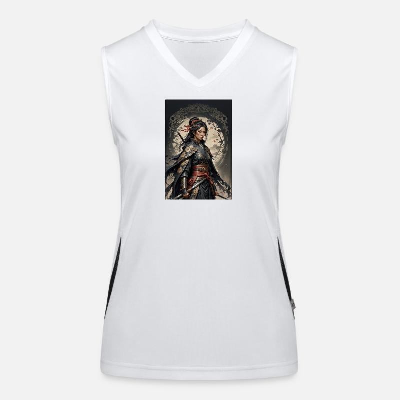 Dunkle Samurai Kriegerin im Kimono Funktionelles Kontrast-Tank Top für Frauen