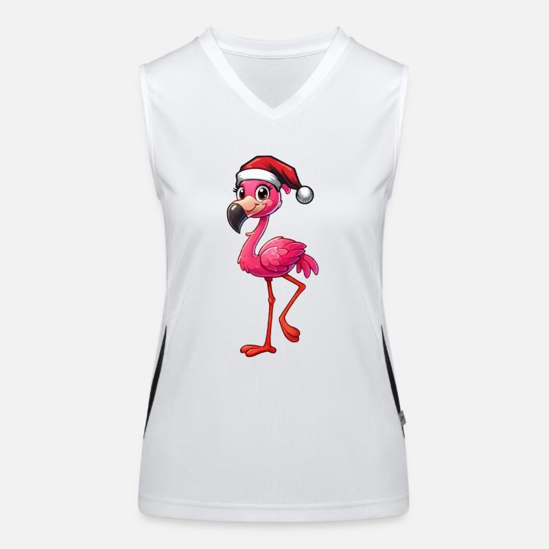 Flamingo Weihnachten Funktionelles Kontrast-Tank Top für Frauen