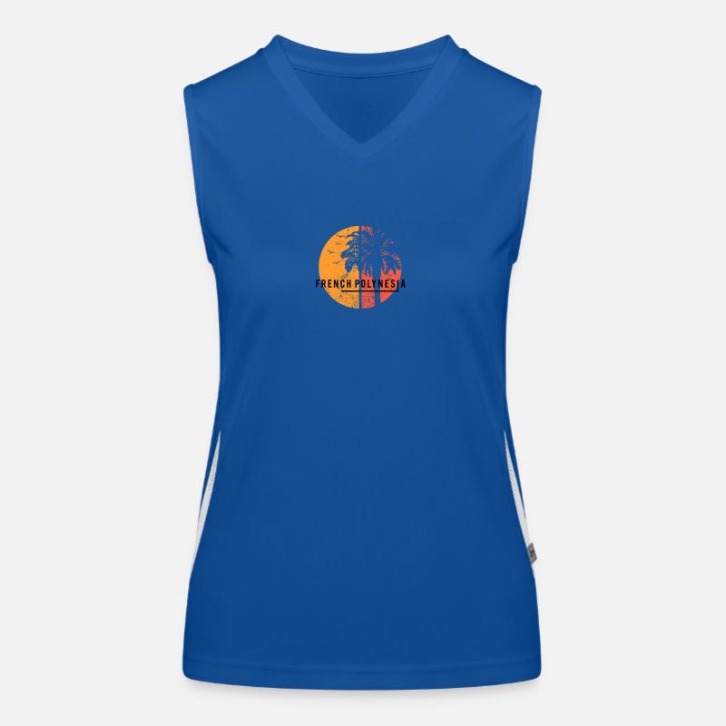 Artistic French Polynesia Cool Palm Tree Vacation Women's Functional Contrast Tank Top