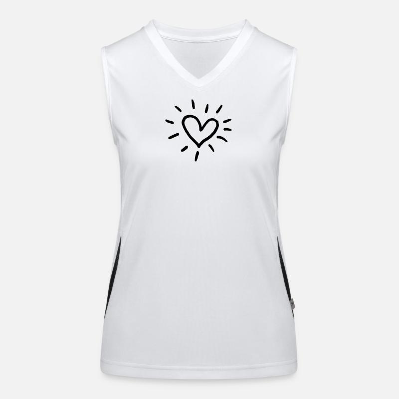Herz Sonne Doodle: Strichkunst Liebe Funktionelles Kontrast-Tank Top für Frauen