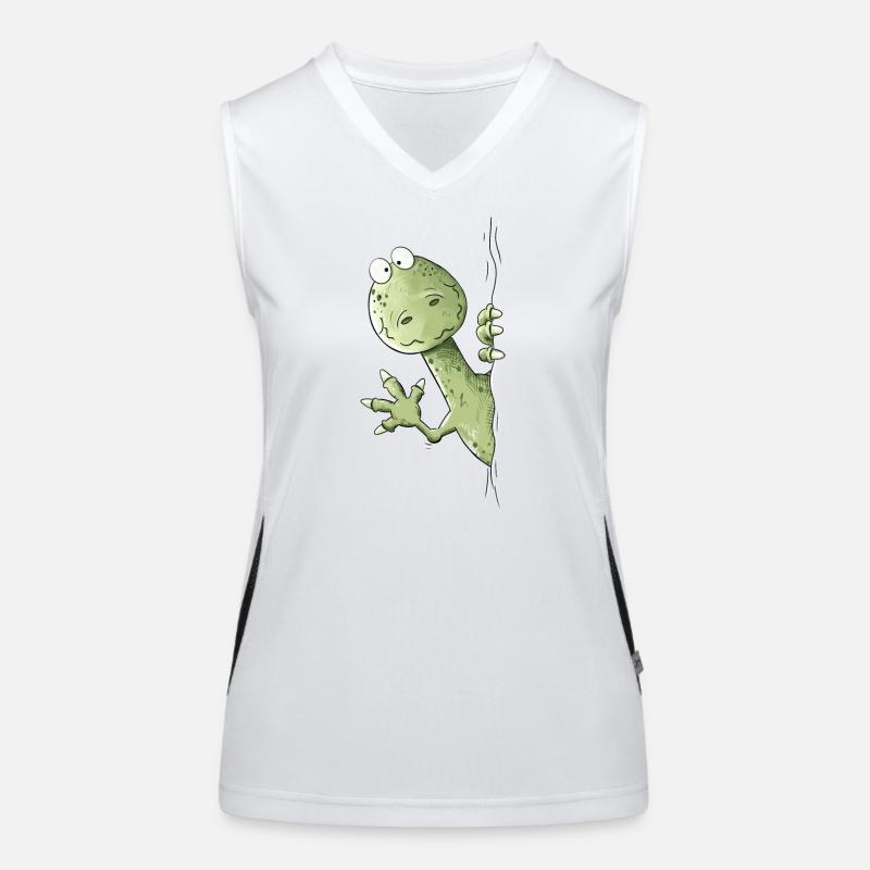 Drolliger Dino I Raptor Dinosaurier Funktionelles Kontrast-Tank Top für Frauen