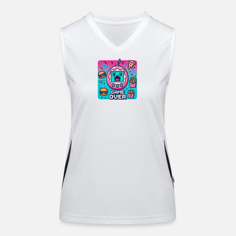 Pixel console, retro and snacks Women's Functional Contrast Tank Top