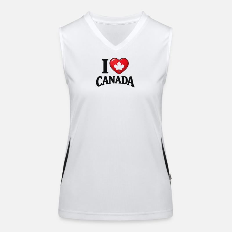 I Love Canada – Message avec feuille d'érable Débardeur respirant contrasté Femme