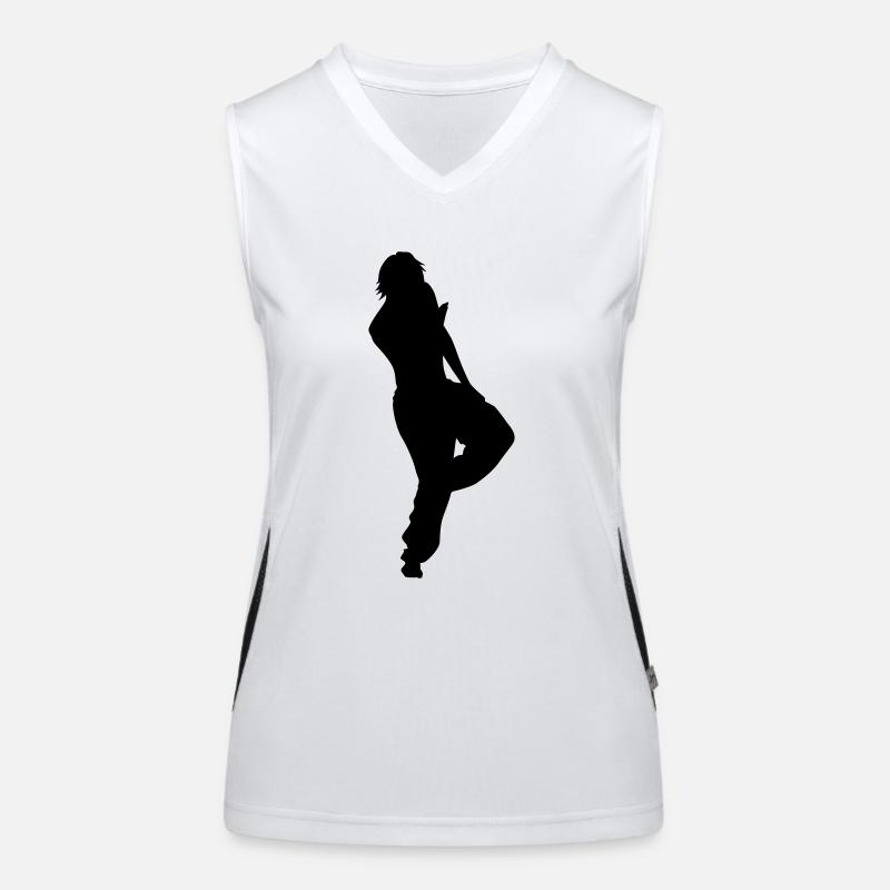 Conception de vecteur Singer and Dancer Silhouette Débardeur respirant contrasté Femme
