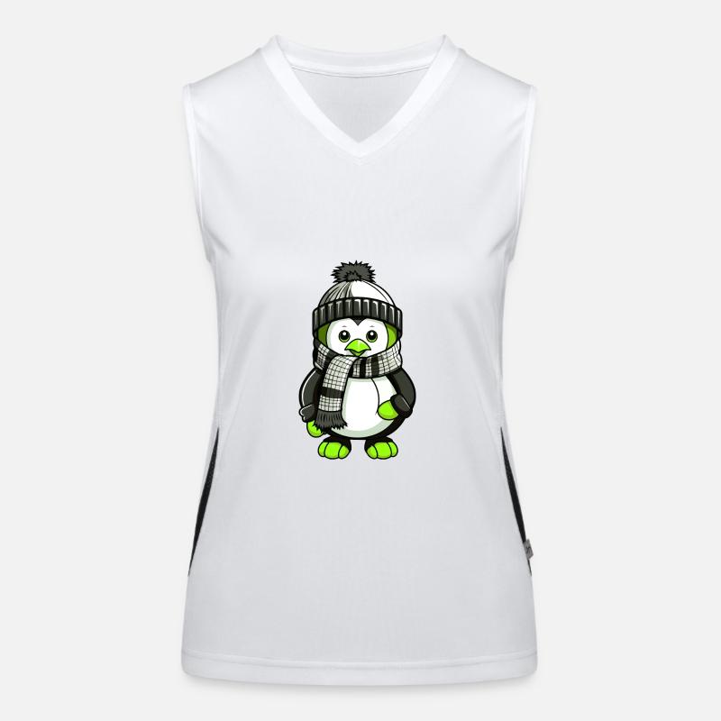 Pinguin Winter Comic Funktionelles Kontrast-Tank Top für Frauen