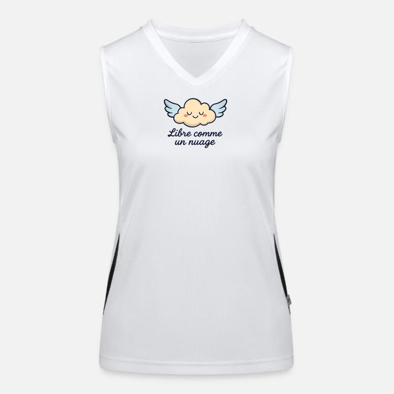 Whimsical Winged Cloud Illustration Women's Functional Contrast Tank Top