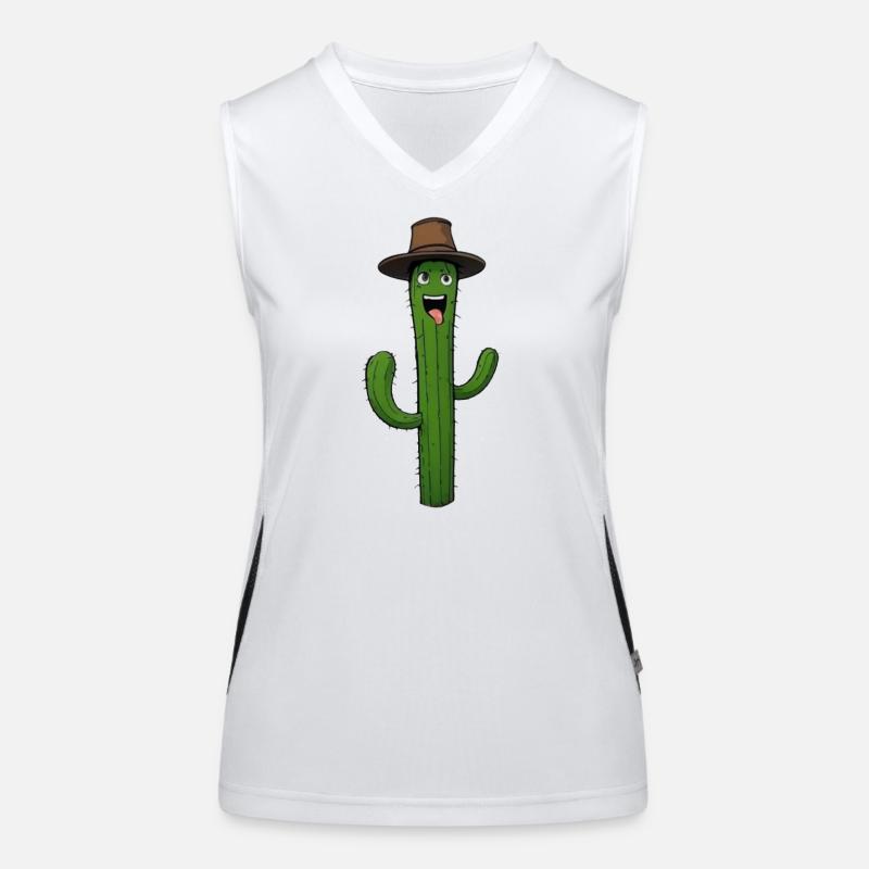 Cactus de dessin animé avec chapeau Débardeur respirant contrasté Femme