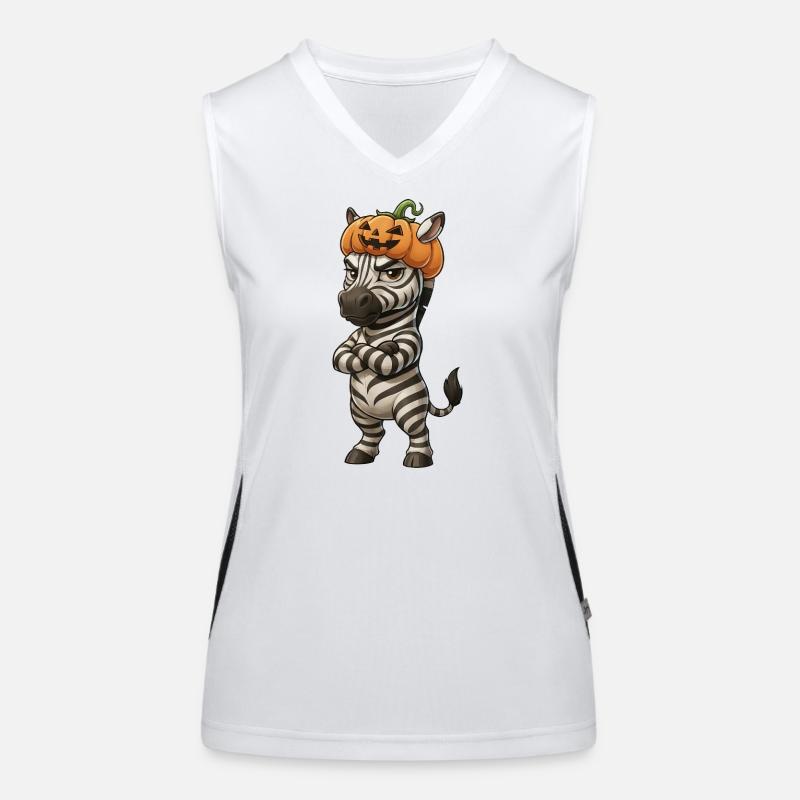 Grim Zebra Halloween Pouting Arms Women's Functional Contrast Tank Top