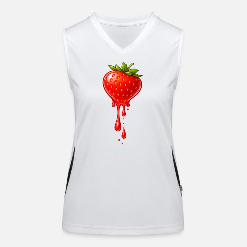 Erdbeere mit Tropfen Illustration Funktionelles Kontrast-Tank Top für Frauen