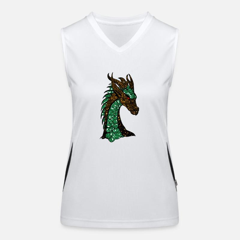 Le dragon étincelant d'or vert Débardeur respirant contrasté Femme