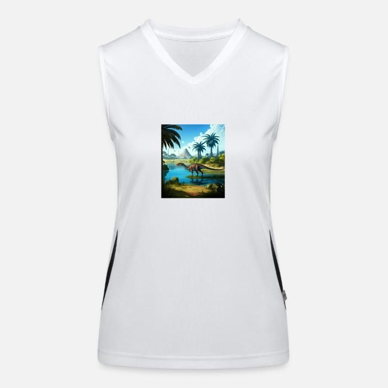 Dinosaur Palm Lake Gift Women's Functional Contrast Tank Top