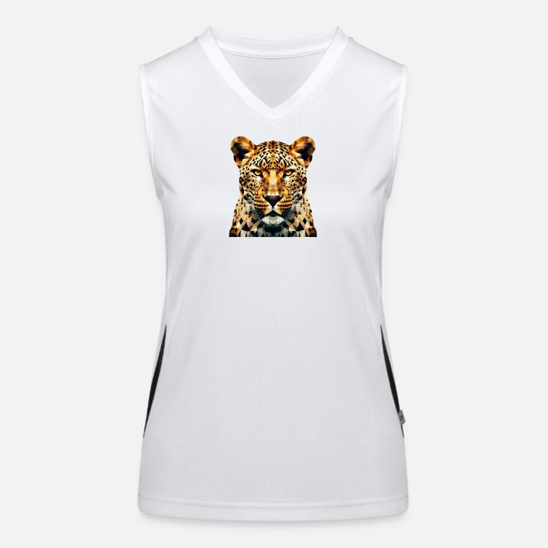 A leopard in polygon style Women's Functional Contrast Tank Top