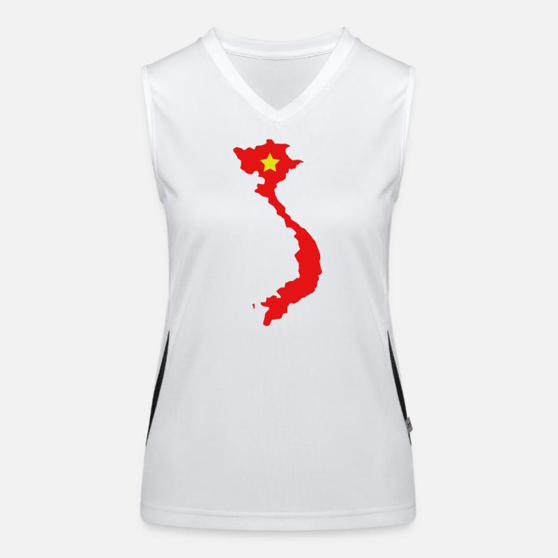 Carte du Vietnam avec drapeau Débardeur respirant contrasté Femme
