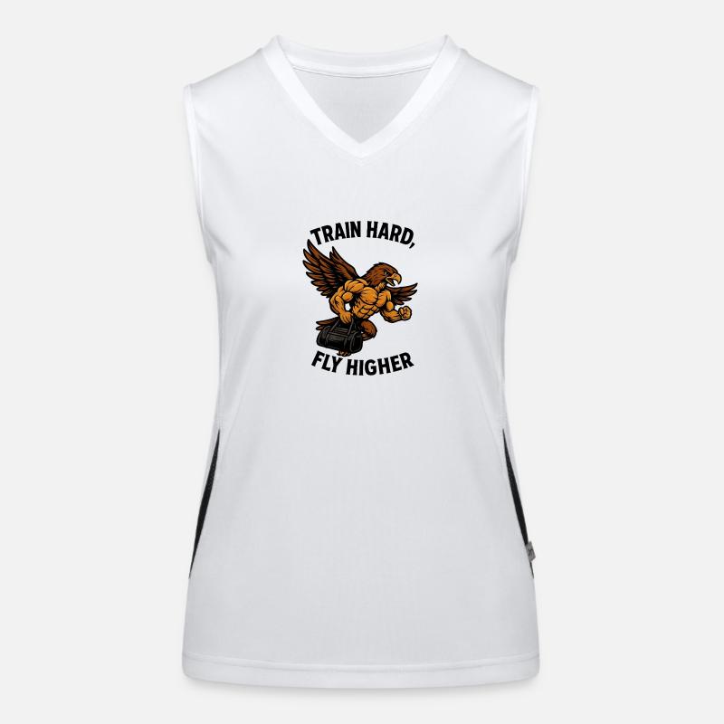 TRAIN HARD, FLY HIGHER Funktionelles Kontrast-Tank Top für Frauen