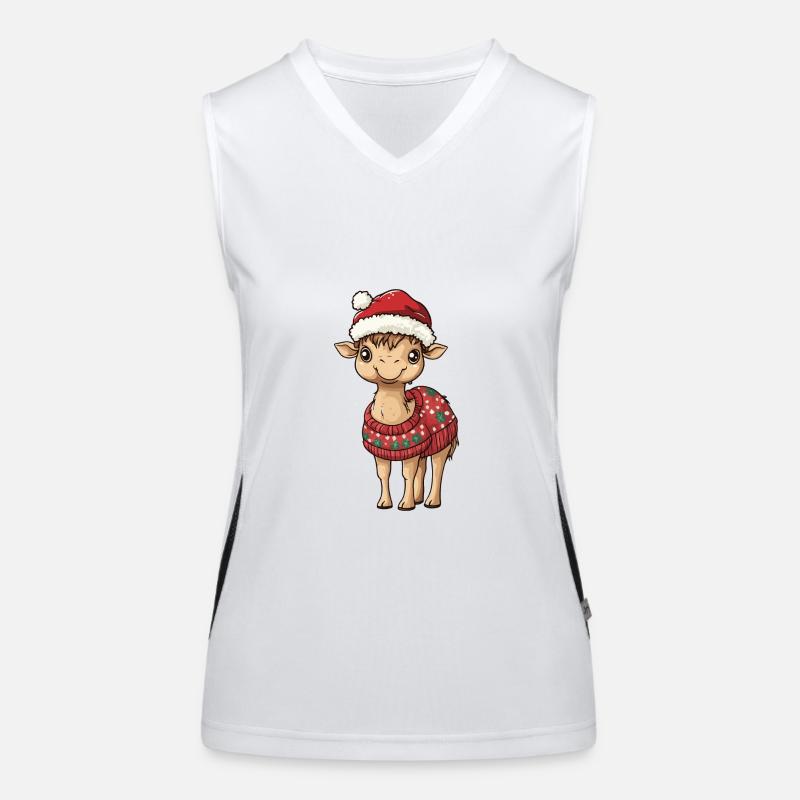 Kamel Weihnachten Comic Funktionelles Kontrast-Tank Top für Frauen