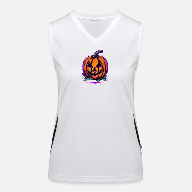 Conception de citrouille d’Halloween lumineuse Débardeur respirant contrasté Femme