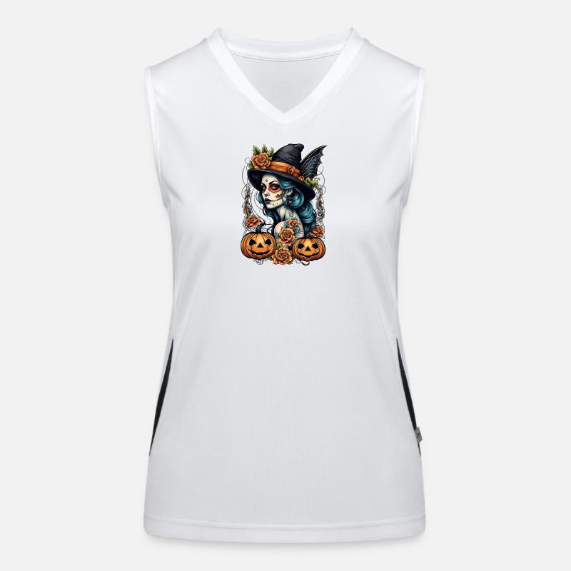 Día Muertos Witch Women's Functional Contrast Tank Top