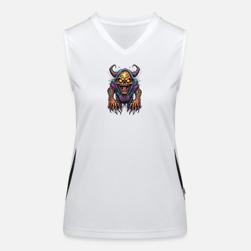 Corrupted Demon with Flame Eyes Women's Functional Contrast Tank Top
