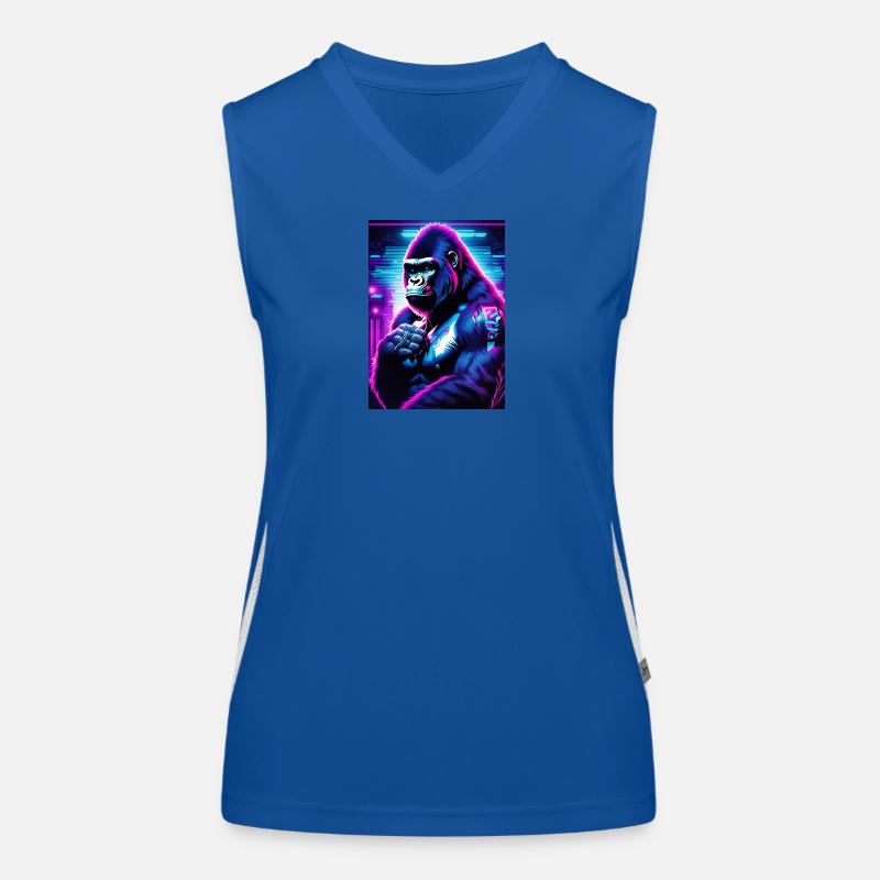 Neon gorilla in cyberpunk style Women's Functional Contrast Tank Top
