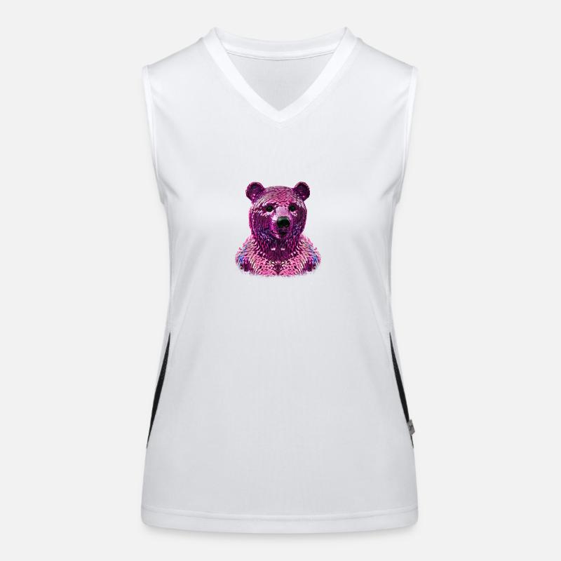 Bear,Sequins,Pink Bear,Shiny Women's Functional Contrast Tank Top
