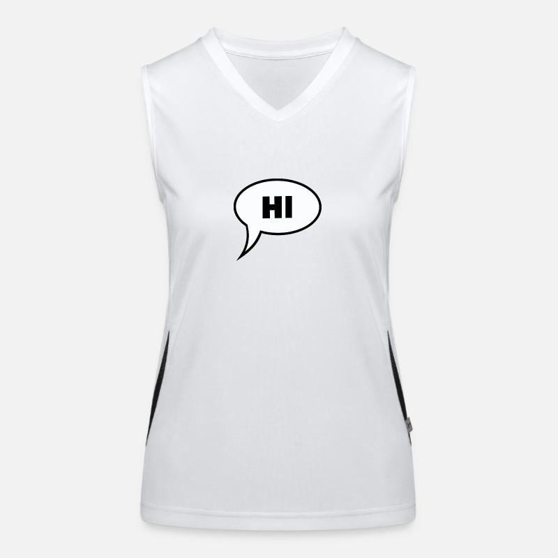Hi Hello Servus greetings in a speech bubble Women's Functional Contrast Tank Top