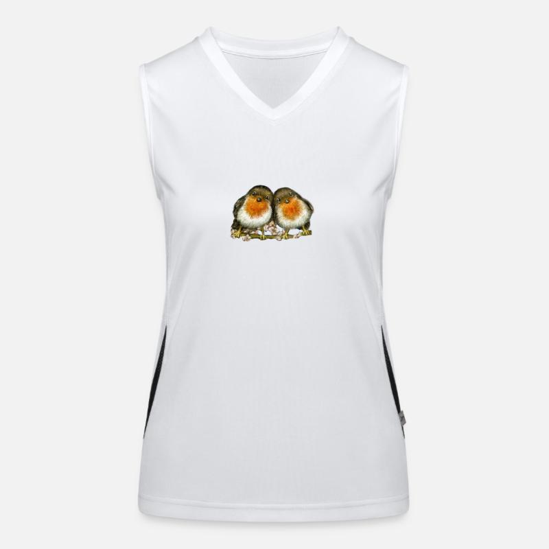two robins - Women's Functional Contrast Tank Top - white/black