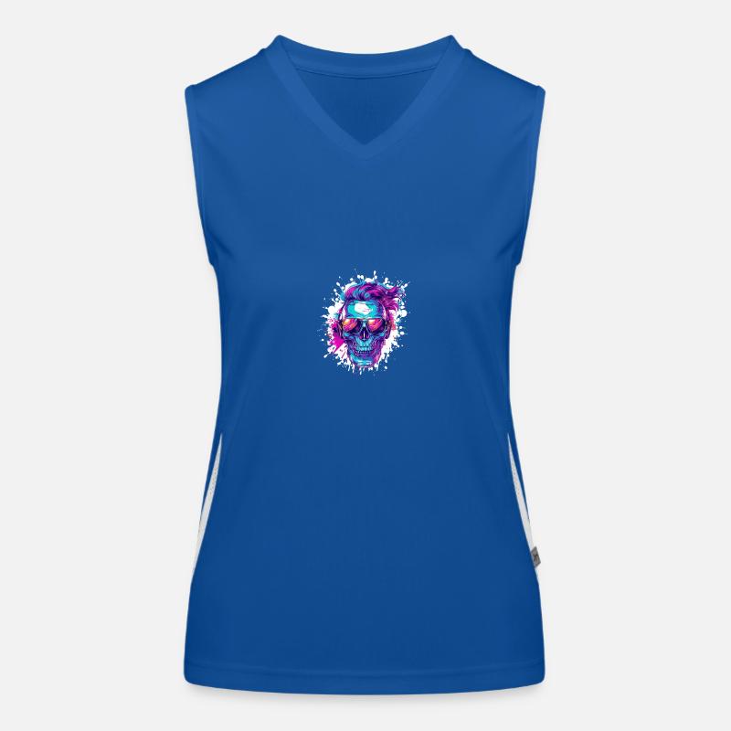 Techno Totenkopf Party Funktionelles Kontrast-Tank Top für Frauen