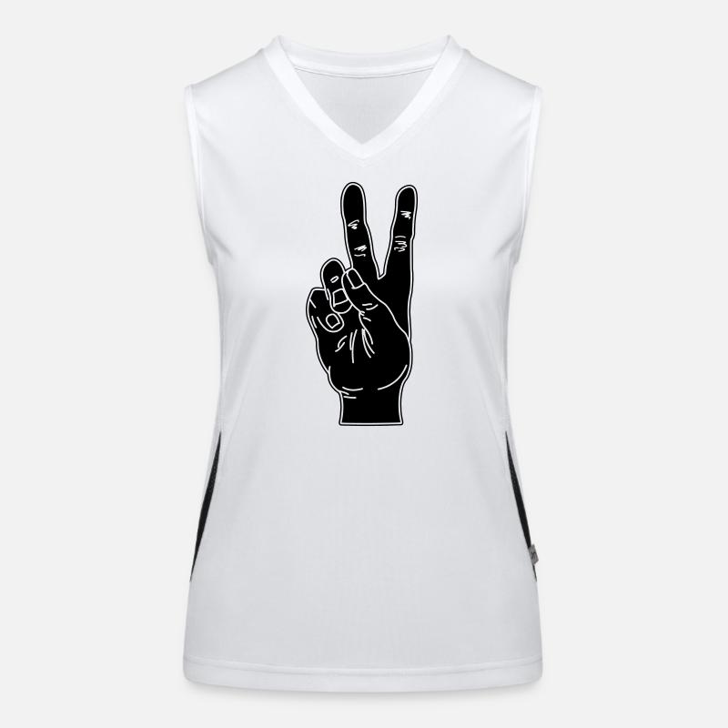 Black hand gesture peace Women's Functional Contrast Tank Top