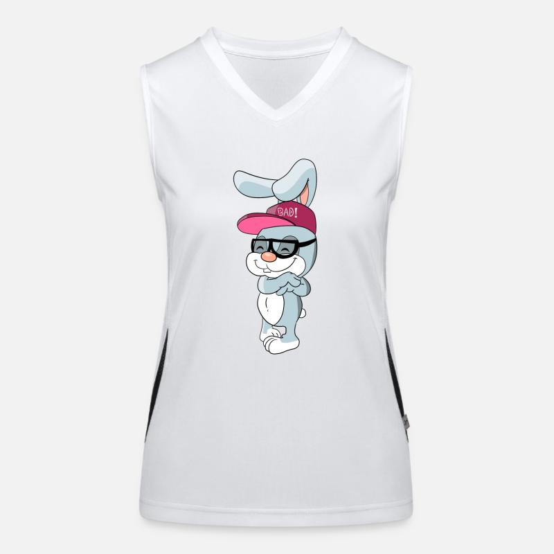 Cool bunny rabbit with cap and glasses Women's Functional Contrast Tank Top
