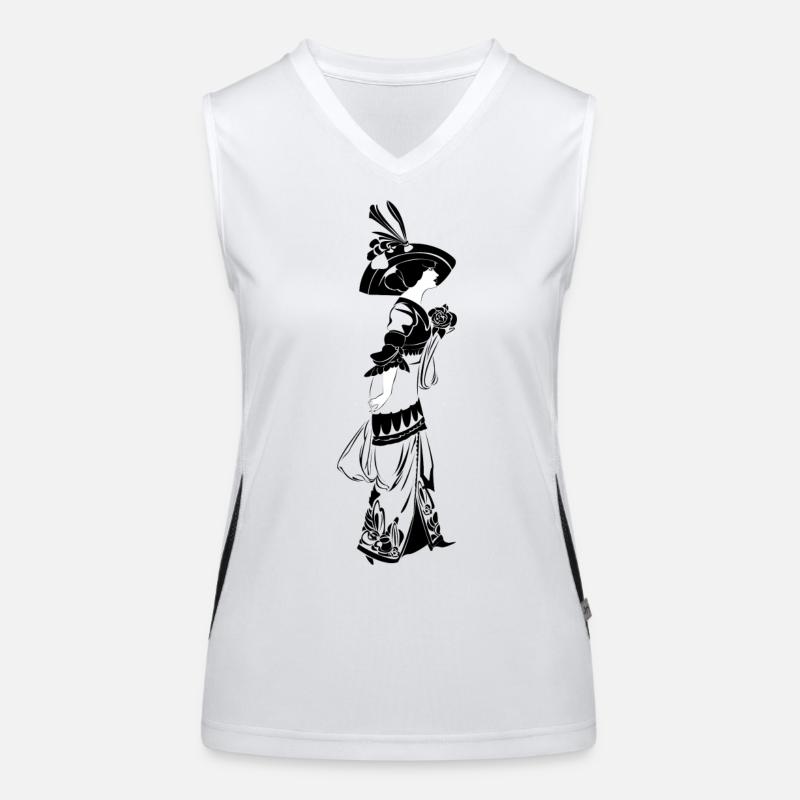 Victorian Elegance with floral pattern Women's Functional Contrast Tank Top