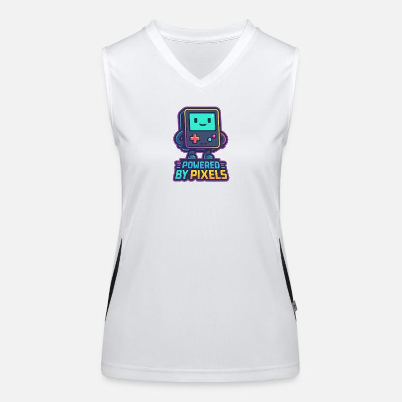 Pixelated Bot with Empowered Message Women's Functional Contrast Tank Top