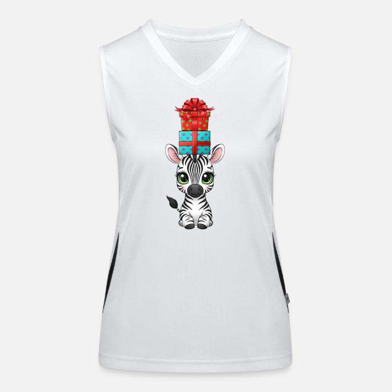 Cute Zebra Comic Christmas Balancing Christmas Women's Functional Contrast Tank Top