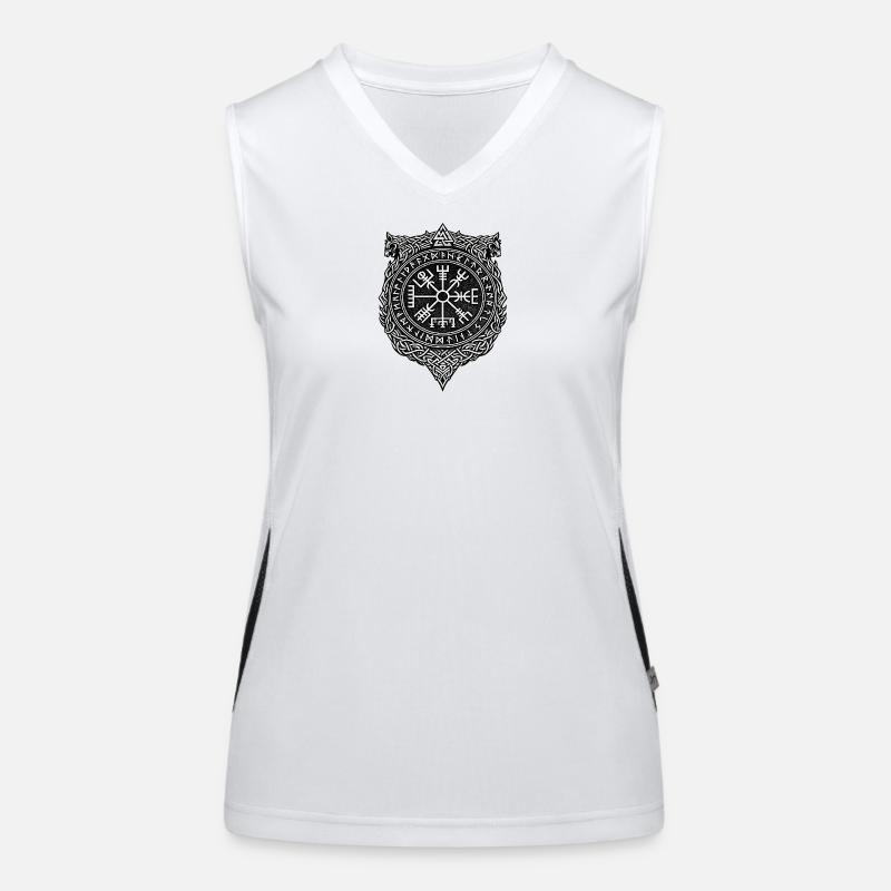 Conception du bouclier runique du cercle Vegvisir Débardeur respirant contrasté Femme