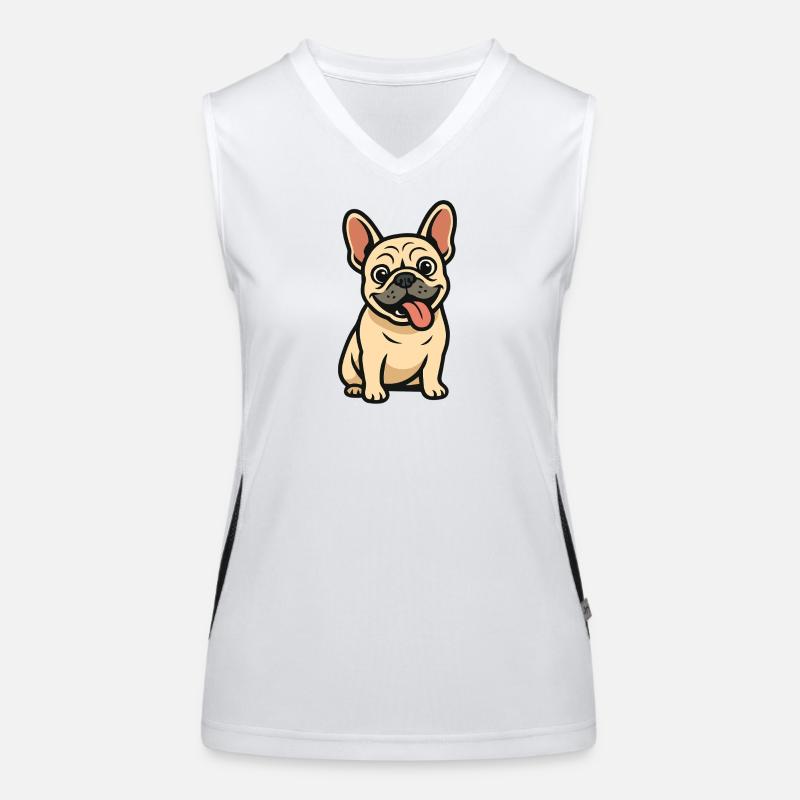 Dessin animé de bouledogue français Débardeur respirant contrasté Femme