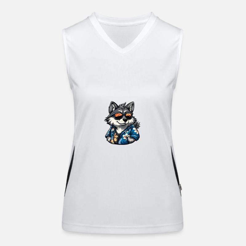 Wolf Comic Urlaub Funktionelles Kontrast-Tank Top für Frauen