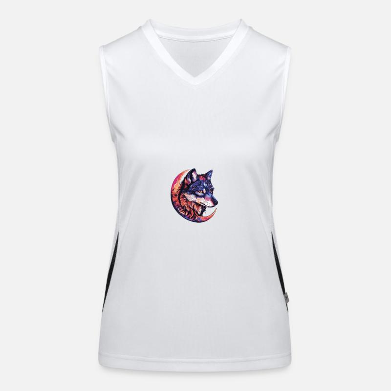 Wolf Mond Funktionelles Kontrast-Tank Top für Frauen