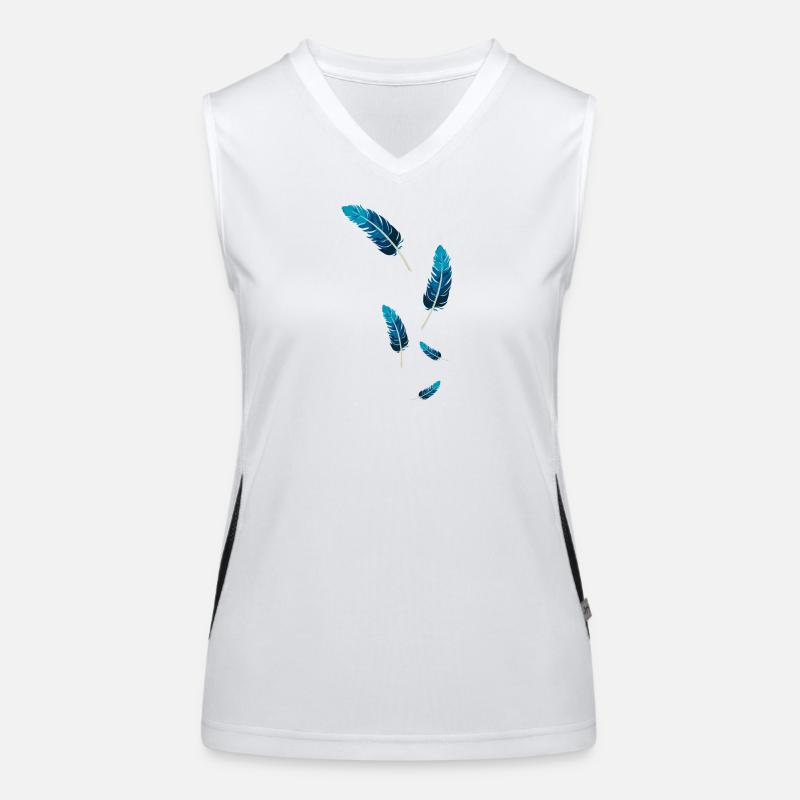Blaue Federn Funktionelles Kontrast-Tank Top für Frauen