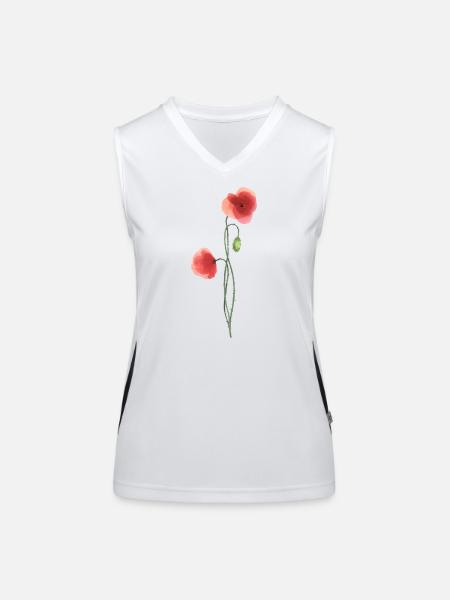 Blume: roter Mohn - Funktionelles Kontrast-Tank Top für Frauen - Weiß/Schwarz - Vorne