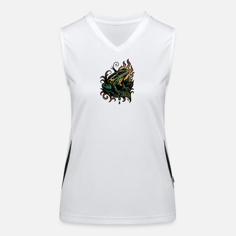 Flammenfrosch auf Blatt Funktionelles Kontrast-Tank Top für Frauen
