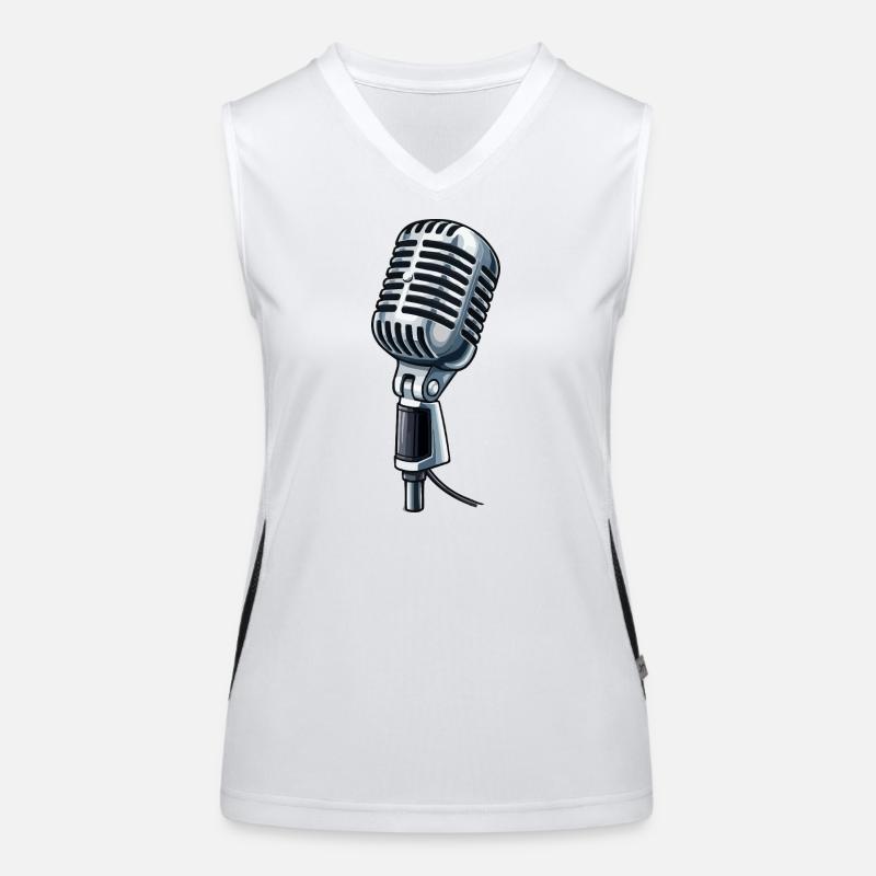 Vintage Microphone Graphic Women's Functional Contrast Tank Top