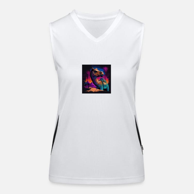 Kamel mit Neonfarben, Synthwave / 80er Jahre Funktionelles Kontrast-Tank Top für Frauen