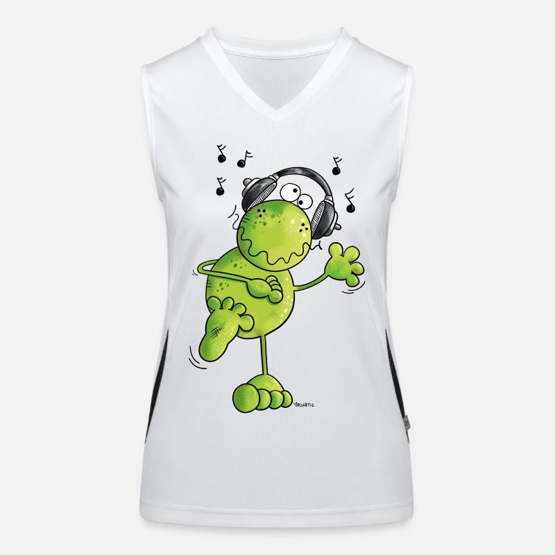 Frosch mit Kopfhörer Funktionelles Kontrast-Tank Top für Frauen