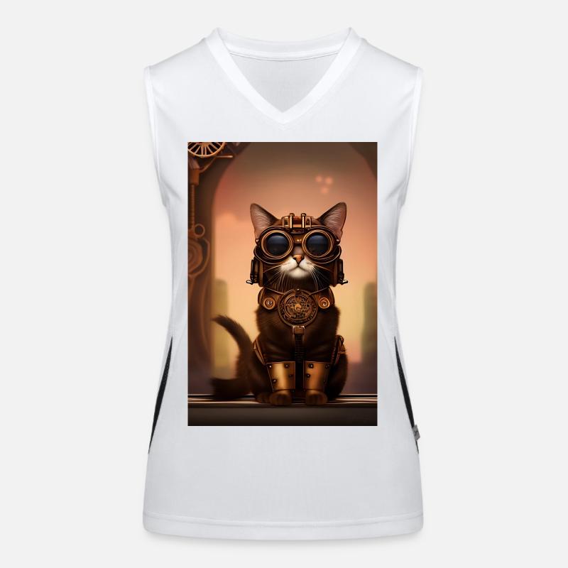 Chat Steampunk Style Débardeur respirant contrasté Femme