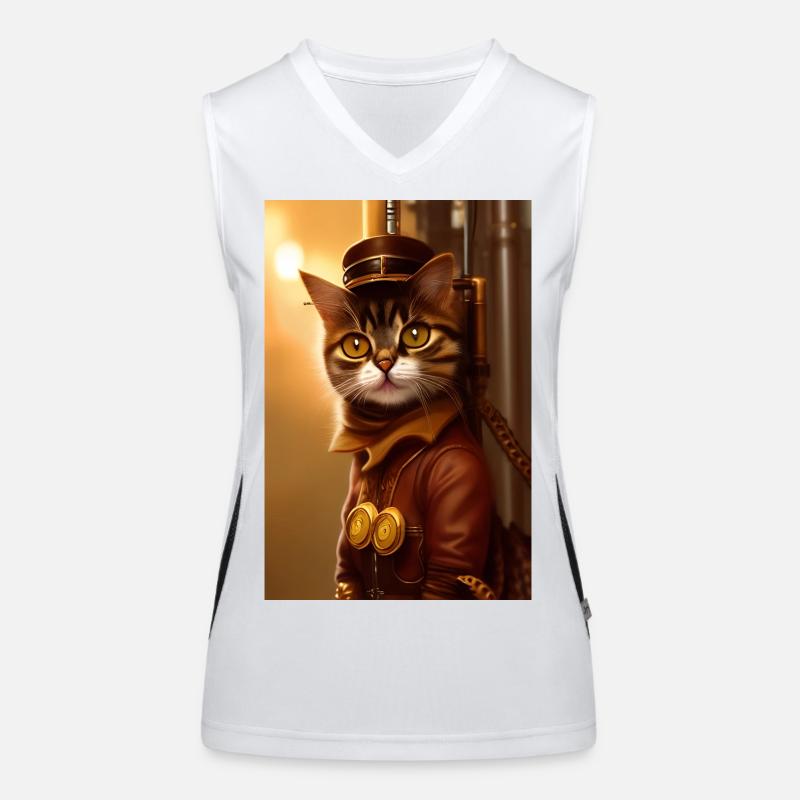Chat Steampunk Style Débardeur respirant contrasté Femme