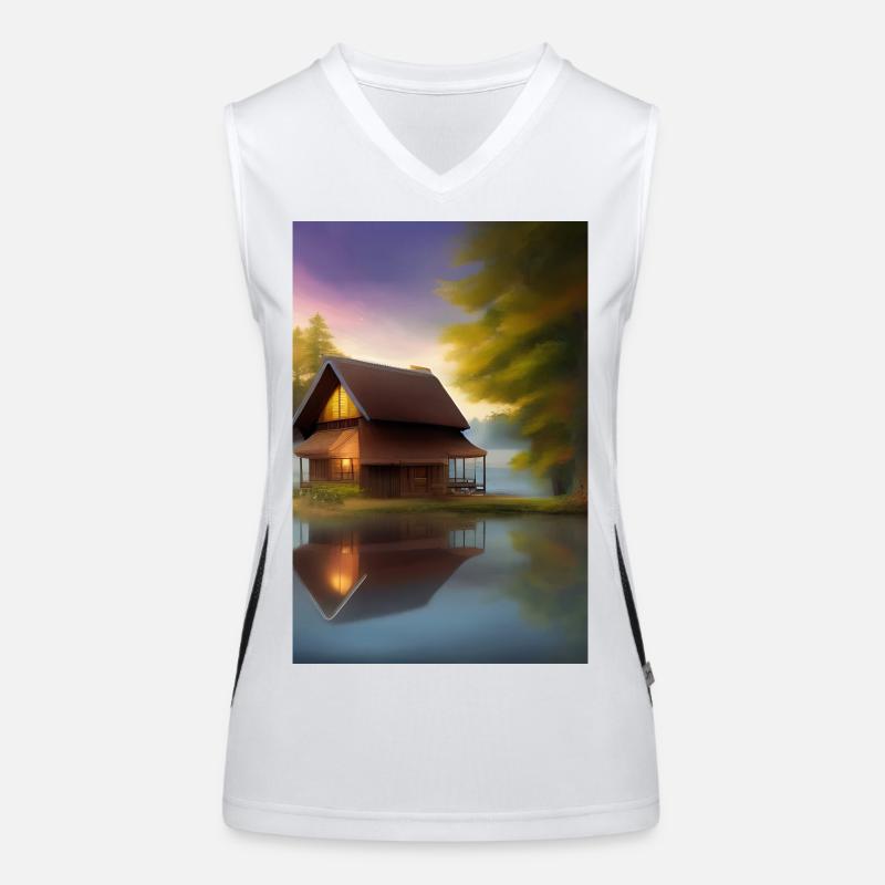 Charmante cabane au bord du lac Débardeur respirant contrasté Femme