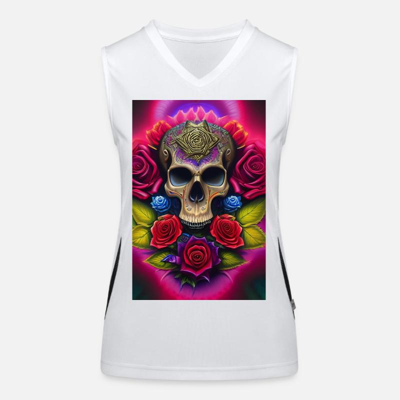 Skull with roses Women's Functional Contrast Tank Top