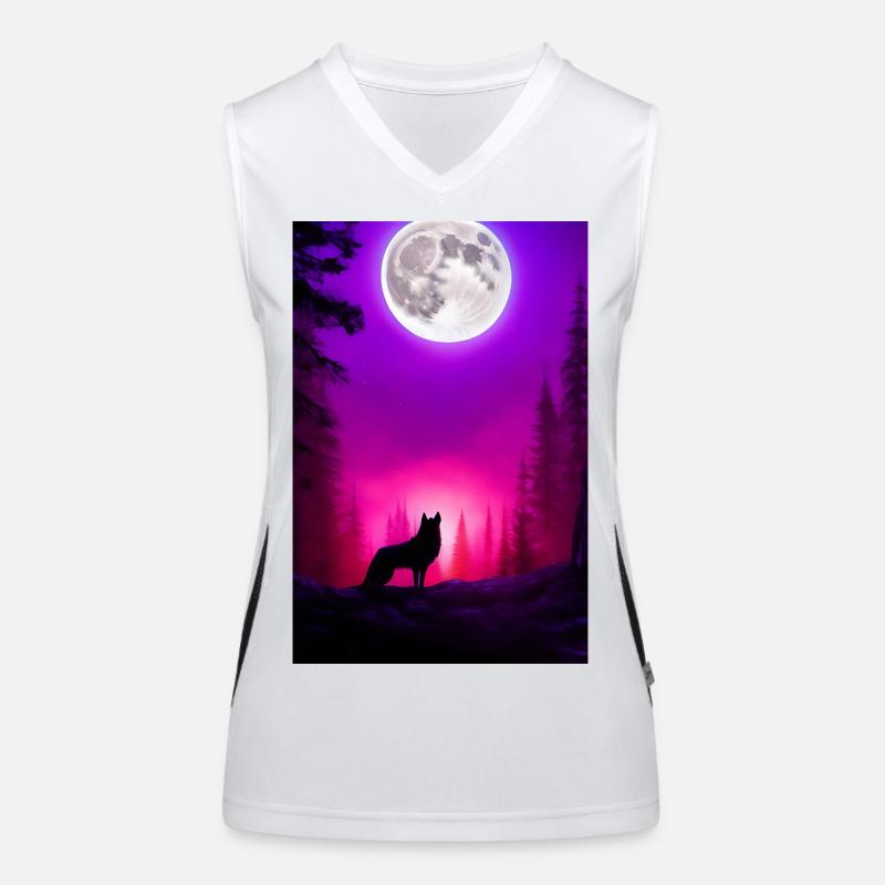 Wolf und Mond Funktionelles Kontrast-Tank Top für Frauen